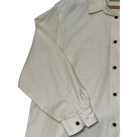 Marsh Landing Women White Long-Sleeve Shirt Button-Down Cotton Large Pockets - Picture 3 of 16